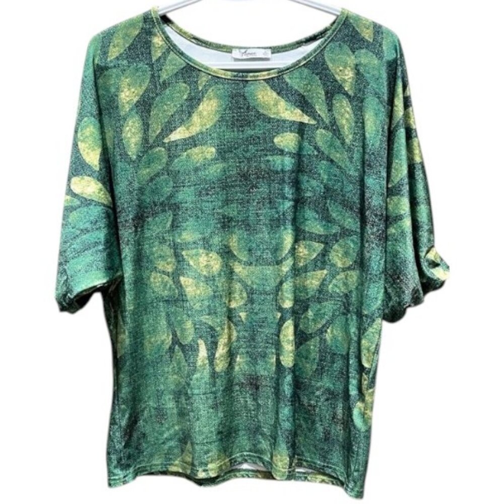 Aimee by Firmiana green short sleeve blouse size L